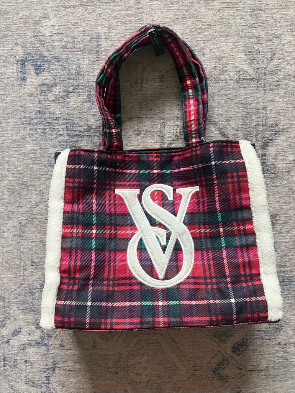 Victoria's Secret Plaid Sherpa Tote